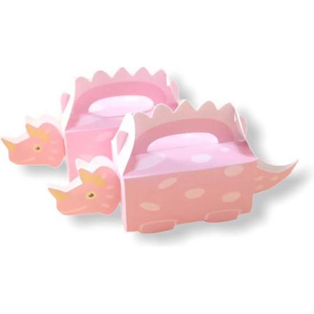 Uitdeeldoosjes Dino roze 10 Stuks - Traktatie boxen voor Uitdeelcadeautjes - Uitdeelcadeau Kinderfeestje - Kinderen